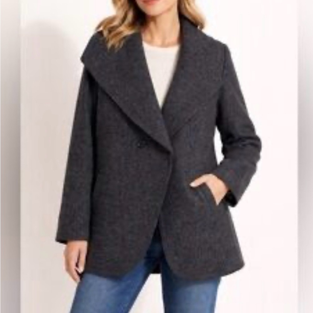 Pendleton Charcoal Gray 100% Wool Pea Coat Women's large Like new
